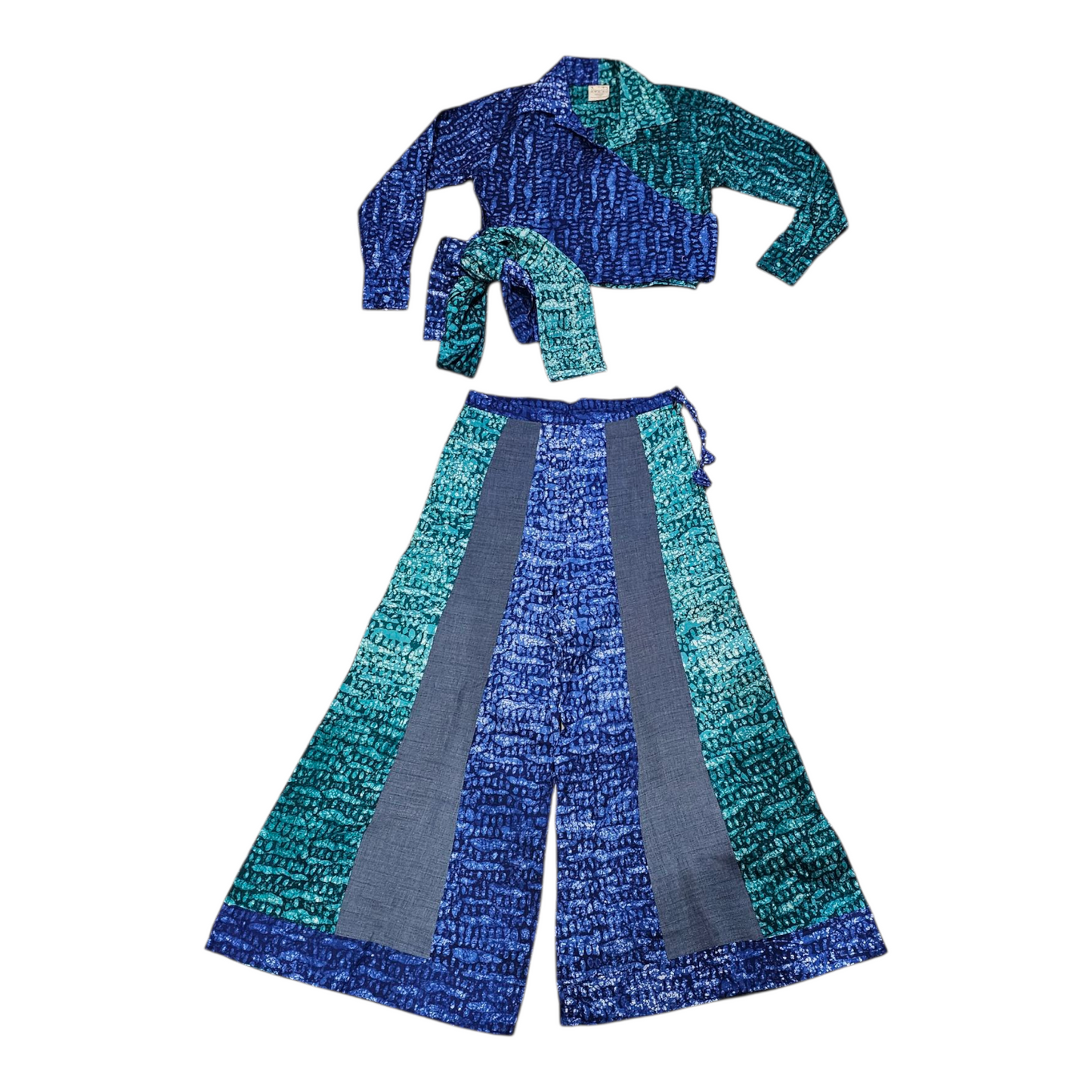 Julie Two Piece Wrapped Top and Flared Trousers