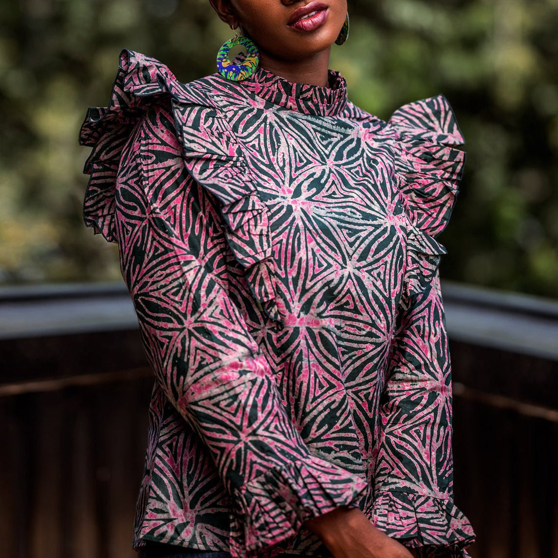 Oyin High Neck Ruffle Collar Blouse