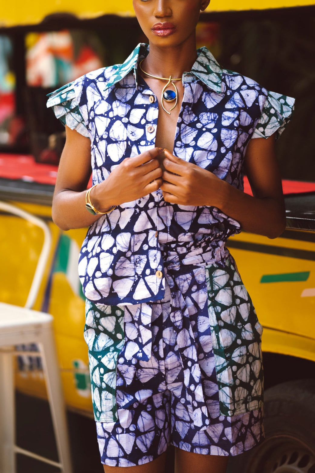 Ugo Matching Batik Top and Shorts Set