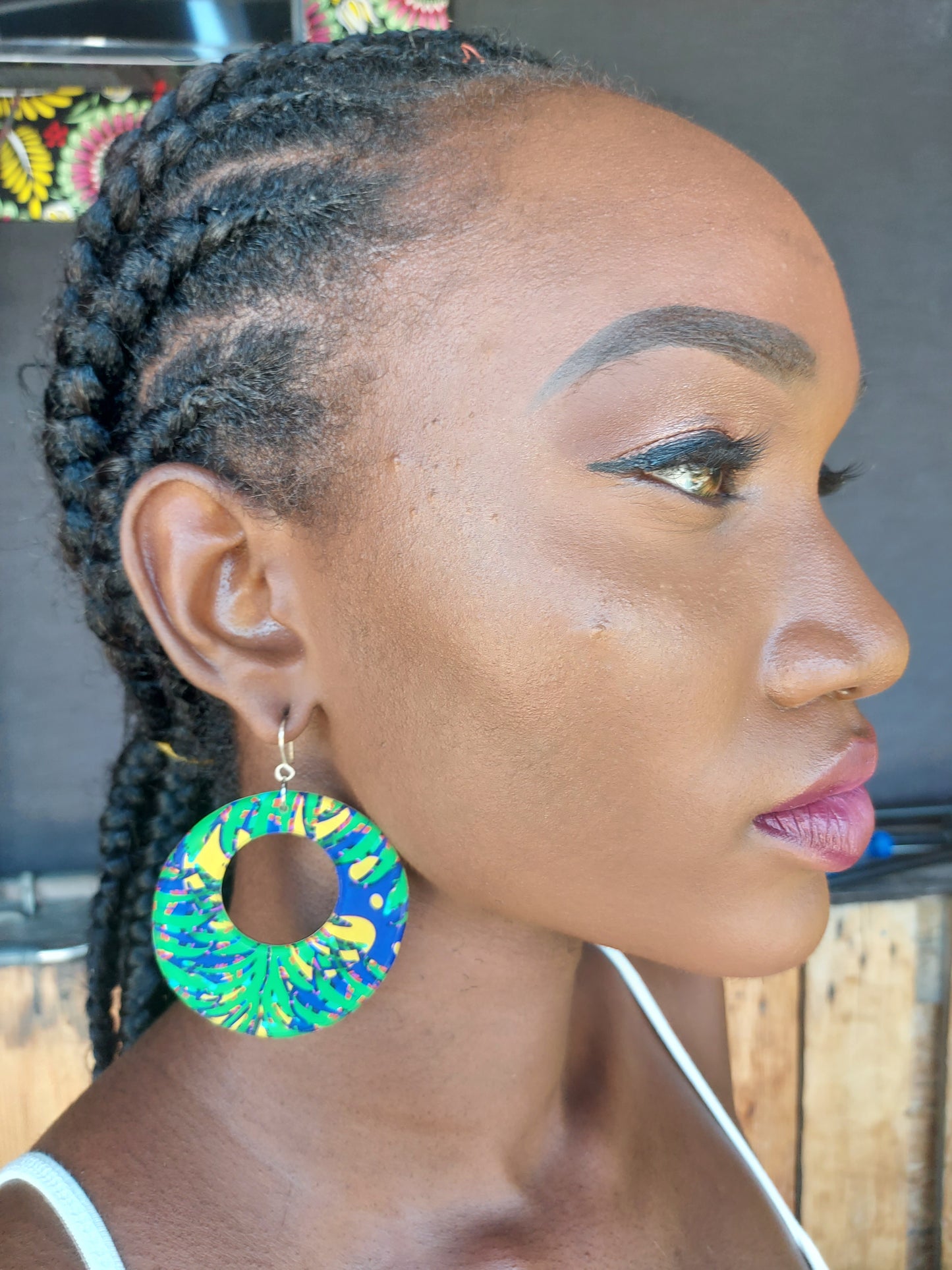 Classidel Sunshine and Palm Leaves Print Earrings