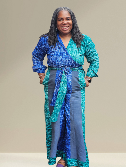 Julie Two Piece Wrapped Top and Flared Trousers