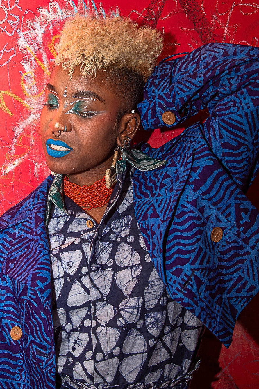 Moremi Cropped Batik Mac Jacket
