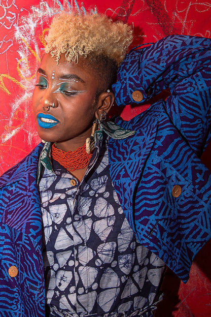 Moremi Cropped Batik Mac Jacket