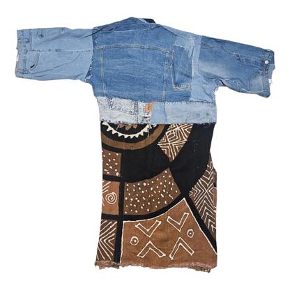 Mud cloth Denim long coat