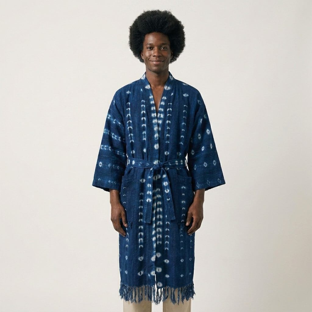 Indigo longline Kimono