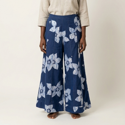 Zaza Blue Batik Asymmetry matching Top and Trousers